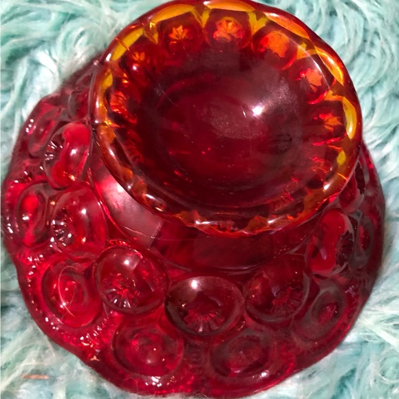 Vintage moon and stars ruby colored dish - Picture 3 of 4